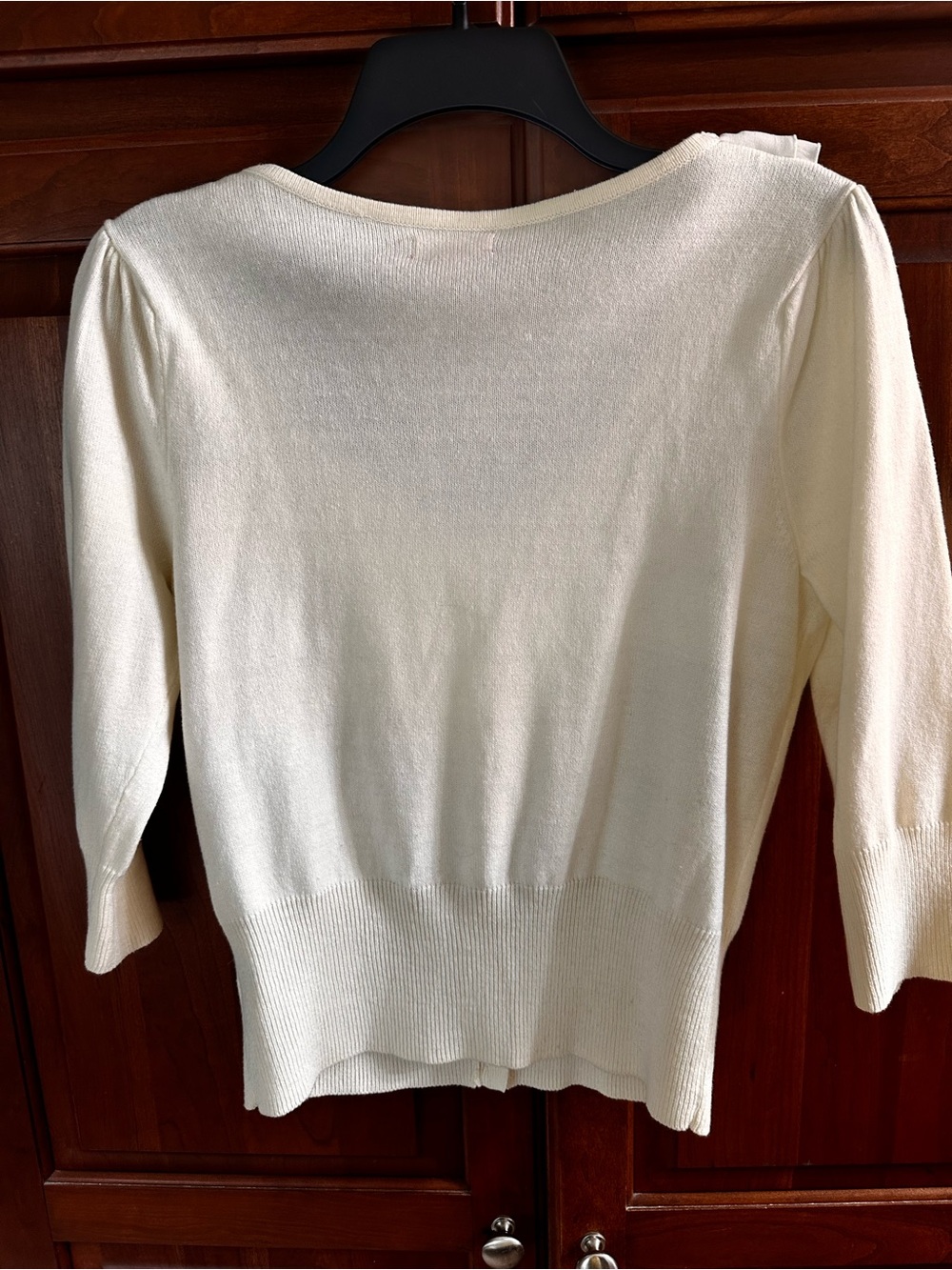 Elle Cream Ruffled V-Neck button down Cardigan - Picture 3 of 6